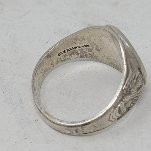 Vintage Uncas MFG 925 Sterling Silver US Military Signet Eagle Ring Size 11 - Picture 3 of 5