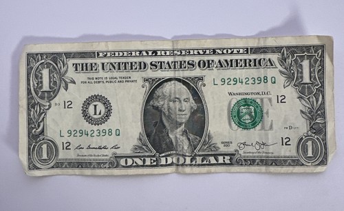 Billete de un dólar B 2013 número de serie desalineado con error - Imagen 1 de 4