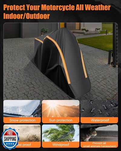 FJWDSC Cubierta Completa Cerrada Moto Impermeable Exterior/Interior S - Imagen 4 de 5