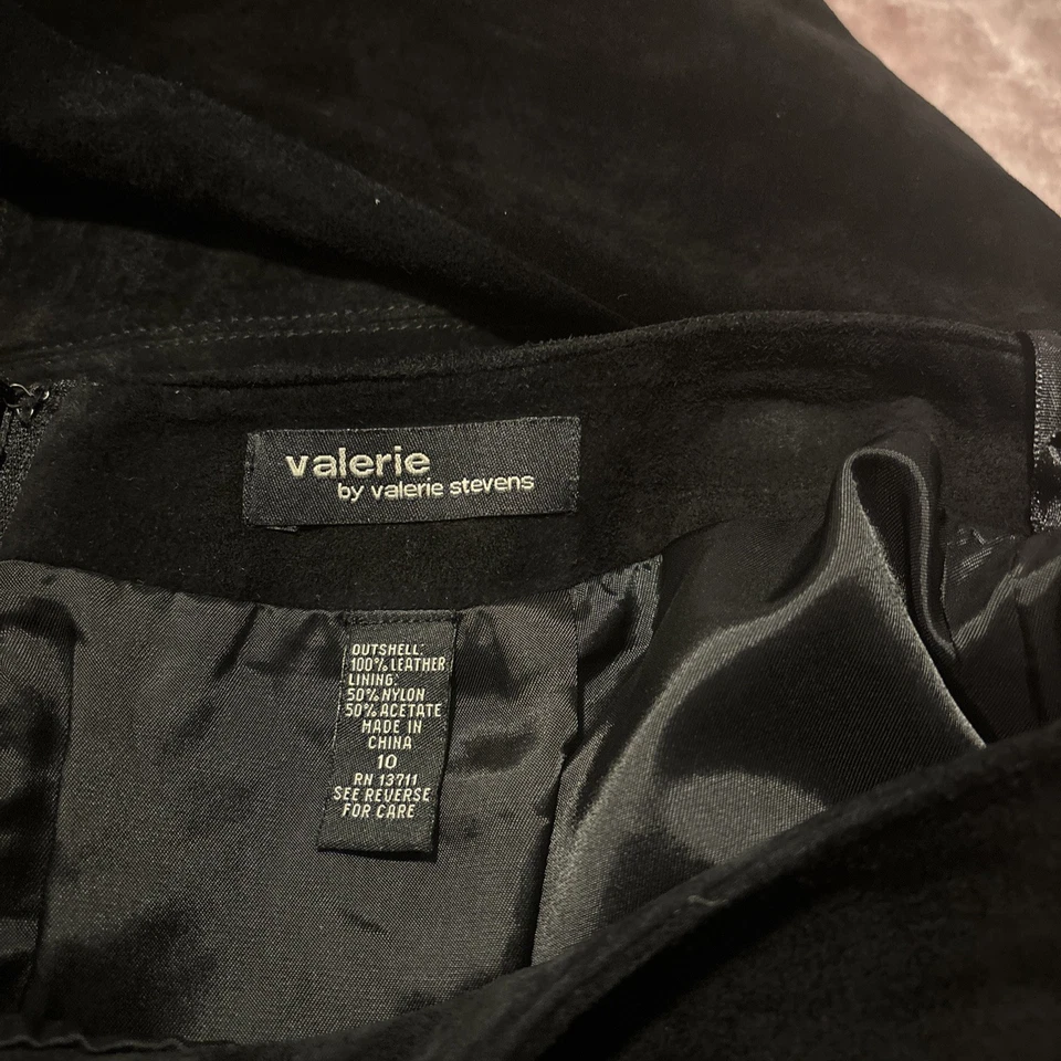 Falda negra de cuero Valerie by Valerie Steven’s para mujer 100 talla 10, Foto 4 de 4