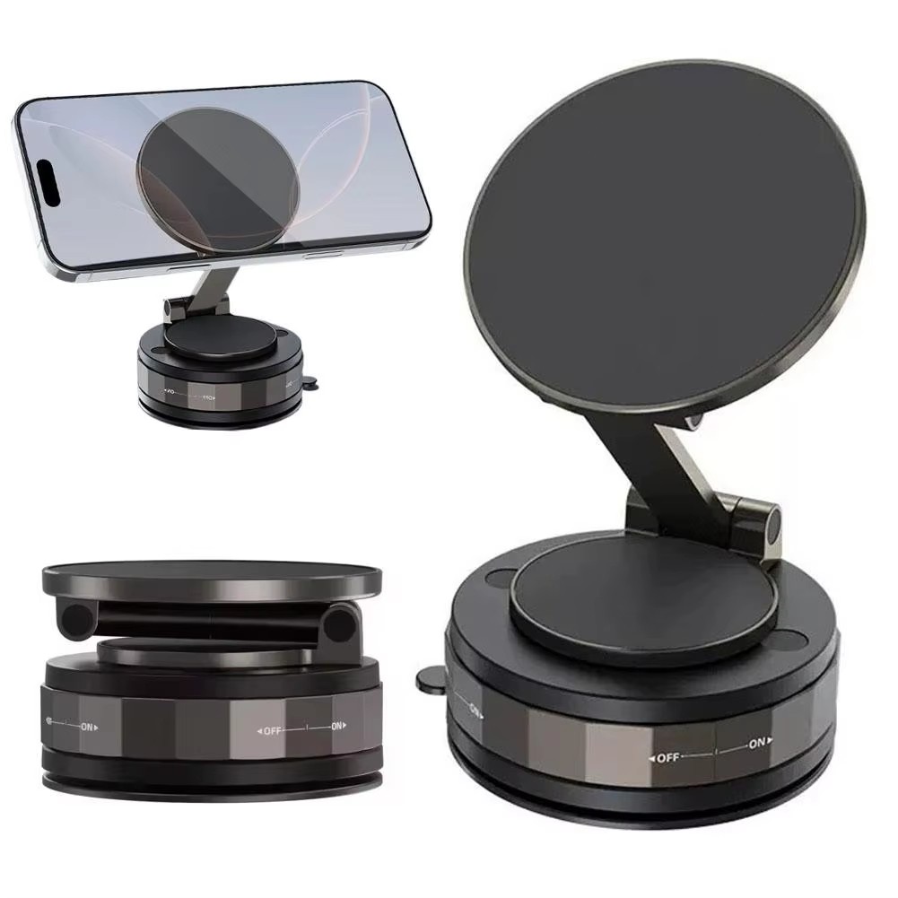 360° Vacuum Magnetic Phone Holder - Suction Cup Car Mount with Foldable Stand