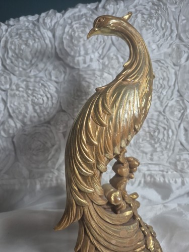 De Colección Mediados de Siglo Syroco Par Oro Pavo Real Pájaro Estatuas Estatuillas 13" - Imagen 17 de 24