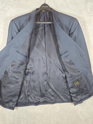$1385 NWT Jos A Bank SIGNATURE GOLD Jacket Blazer Mens 50R Navy Blue Stripe Wool - Picture 4 of 9