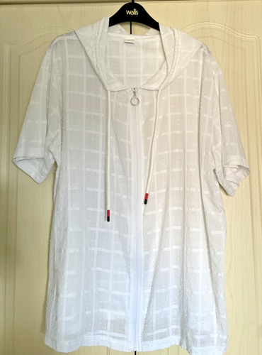 MENS WHITE ZIP HOODIE TOP XXL