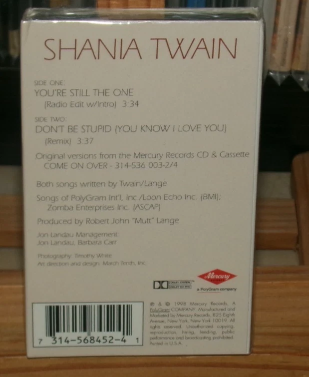 SHANIA TWAIN YOU'RE STILL THE ONE NEW CASSETTE SINGLE DON'T BE STUPID COME ON - Image 2 of 3
