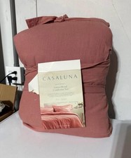 Full/Queen Heavyweight Linen Blend Comforter  Sham Set Rose - Casaluna