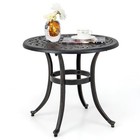 24" Patio Side Table w/ Adjustable Footpads Round Cast Aluminum End Table
