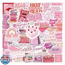 Eikecy Read Stickers for Girls Teens Adults, 60PCS Pink Book Stickers for Jou