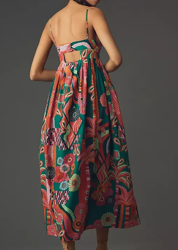 Farm Rio x Anthropologie Women's Sz XXS Multi Pleated Palm Midi Dress $238 - Picture 16 of 17