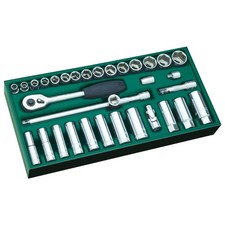 SATA 33 Pc 3/8 Dr 6 Pt Metric Socket Tray Set - ST09902SJ 33 Piece Socket Set
