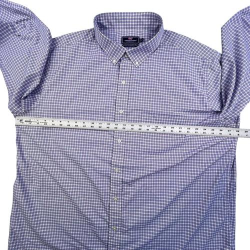 Vineyard Vines Performance Shirt Mens 2XLT Blue Pink Plaid Murray Stretch - Picture 9 of 11