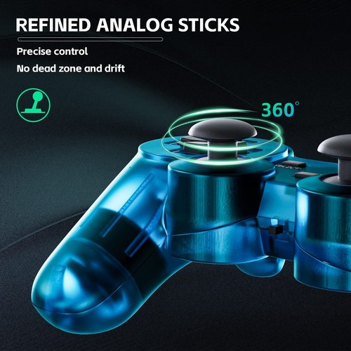 Wireless Controller für PS2 Playstation 2 Dual Vibration 2 - ClearBlue und C... - Bild 2 von 7
