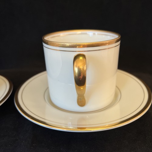 Juego de 2 tazas y platillos de espresso Fitz & Floyd Palais Demitasse oro crema 1977 - Imagen 17 de 20