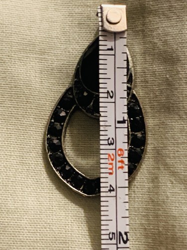 π€ Vintage 1980-1990s - Silver & Black Faceted Glass Pendant. Teardrop Shape - Picture 6 of 6