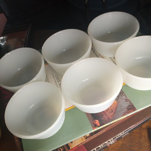 Set of 6 Vintage Custard Cups 6 oz White Milk Glass Small Bowl - Imagen 6 de 7