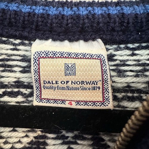 Dale of Norway Navy And White Nordic Wool Full Zip Unisex Cardigan Size 4 - Picture 5 of 12
