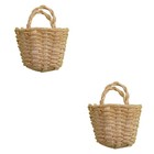 2 pcs Mini Bedroom Micro-scene Adornment Mini House Mini Basket Ornament