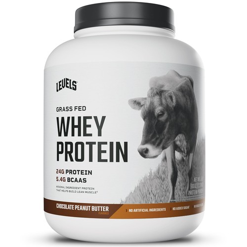Proteína de suero en polvo alimentada con pasto Levels sin artificiales 24 g de proteína chocolate...