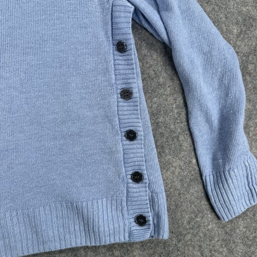 Eileen Fisher Sweater Womens Medium Blue Organic Linen Button Side Pullover Top - Picture 4 of 14