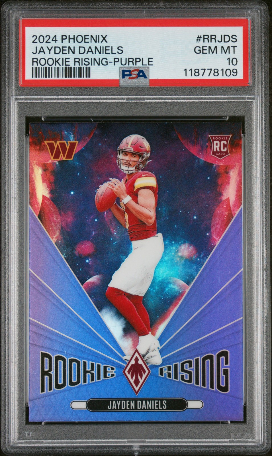 2024 Phoenix Jayden Daniels Rookie Rising PURPLE PSA 10 *POP 11*
