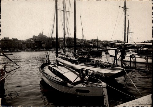 RPPC Sailboats Marseille Provence France vintage postcard z623