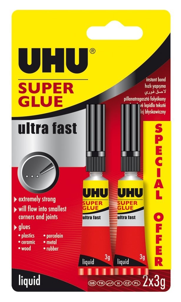 UHU 3-62686 Super Glue Ultra Fast Liquid 2x3g Blister (Packaging May Vary) - Image 5
