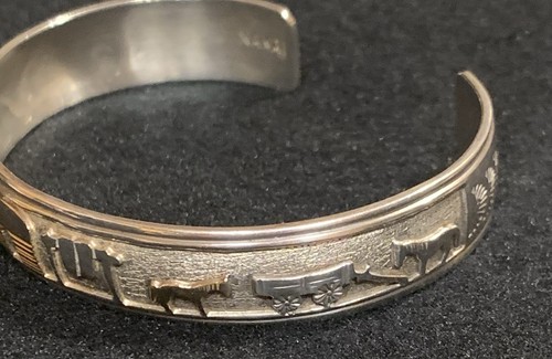 Indianer Künstler Nakai 14K und Sterling Geschichtenerzähler Manschette Armband Vintage - Bild 9 von 11