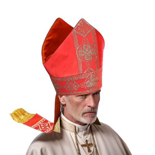 Catholic Bishop Hat Papal Mitre Hat Clergy Headgear Priest Hat for Liturgical - Picture 8 of 17