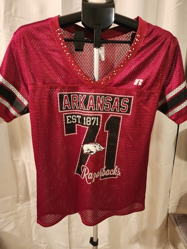Arkansas Razorbacks #71 Mesh Marroon Jersey Sz Med With Black Razorback Leggings - Picture 1 of 12