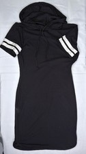 New Rue 21 S Black PolyBlend Short Sleeve Hooded Bodycon Knee Length Dress