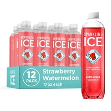 Sparkling Ice Strawberry Watermelon Sparkling Water, with Antioxidants and Vi...