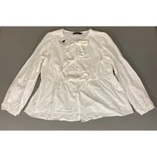 ZESICA Blouse Top Shirt Women's XL White Peplum Tie Front Long Sleeve New NWT