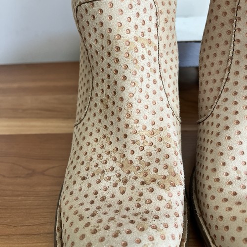 Stivali western Born Genevieve in pelle scamosciata con tacco taglia 11 beige a pois pull on - Foto 4 di 9