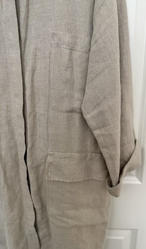 EILEEN FISHER Organic Linen Unnatural Mandarin Collar Jacket, Pockets - XL (18) - Picture 4 of 5