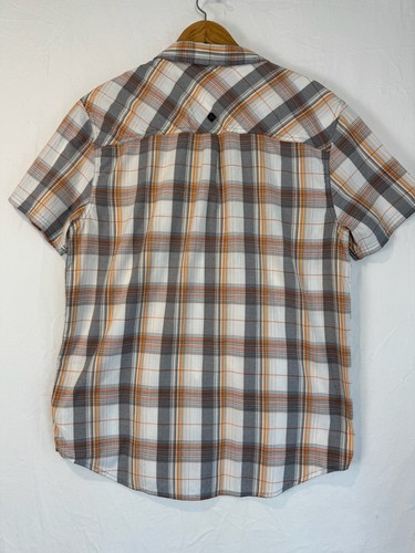 Camisa Prana Para Hombre Ostende Campamento Botón Delantero XL Mangas Cortas Gris Blanco Naranja - Imagen 4 de 7