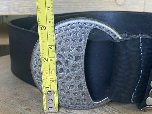 Vintage Bernd Götz Black Wide Leather Belt Germany Leather Western Statement L - Picture 10 of 13