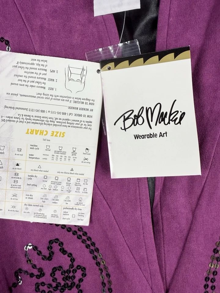 Nuevo con etiquetas Blazer Bob Mackie Usable Art X Para Mujer Ligero Lentejuelas Manga Acampanada Foto 2 de 4