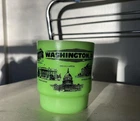 Vintage Washington D.C green milk glass mug