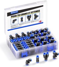 TAILONZ PNEUMATIC 1/4 Inch od Push to Connect Fittings 1/4"OD/80PCS, Blue 