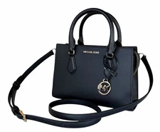Michael Kors Sheila Small Center Zip Satchel Shoulder Crossbody Bag Black/Gold