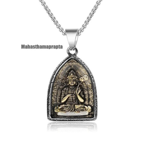 Retro Buddhist Pendant Stainless Steel Men Women Buddha Lucky Amulet Necklace - Picture 18 of 32
