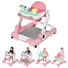 Music and Lights Baby Walker with Wheels,5-in-1 Baby Activity Center with Rem...