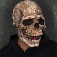 2025 Halloween Skull Mask Full Head Helmet Movable Jaw Horror Party Pro Scary US