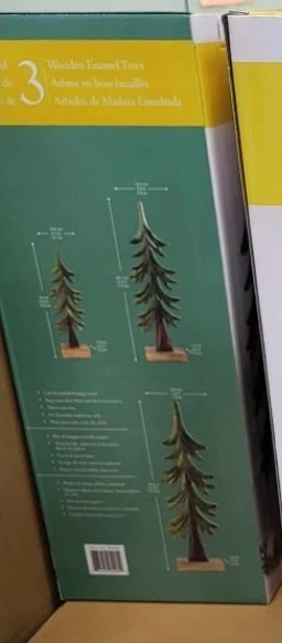 Árboles de mango tallados esmaltados de decoración navideña hechos a mano (juego de 3) Foto 4 de 4