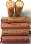 Lot (6) Lincoln Cent Uncirculated Rolls 1853 DS 54D 1955 S Anti Tarnish Penny 1C