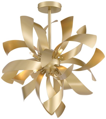 Possini Euro Verity 22" 6-Light LED Modern Gold Twisted Ceiling Light - Picture 2 of 8