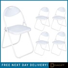 1/2/4/5PCS WHITE FOLDABLE FOLDING PORTABLE CHAIRS WITH METAL FRAME & PADDED SEAT