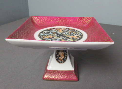 Cherub Candy Dish Compote w/ Pedestal - Leopard Spots  Gold Gilt - NC 6771 j5 sb - Picture 1 of 11