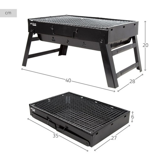 Barbecue Portatile Aktive Rettangolare Nero Acciaio 40 x 20 x 28 cm - Foto 5 di 7
