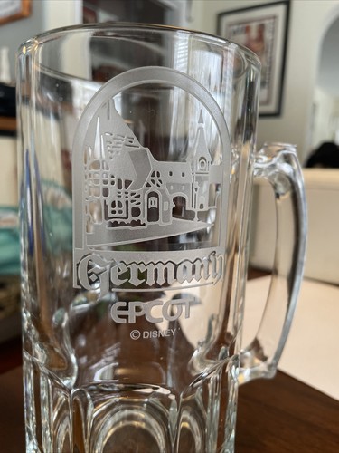 Germany Epcot 8” Tall Clear Glass Beer Stein Mug Disney Logo Jumbo Size - Picture 19 of 23